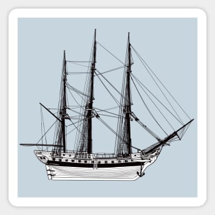 Drawing of medieval sail ship Sticker